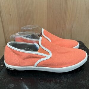 Seavees Baja slip on standard vintage washed linen Size 9.5 Peach Orange Shoes